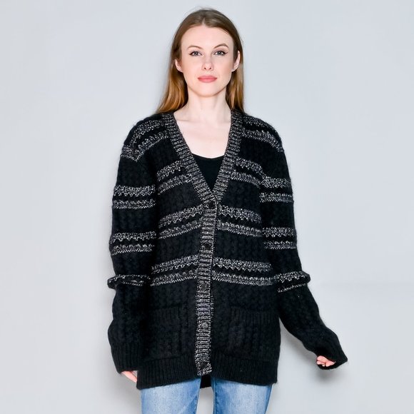 SAINT LAURENT Men's Oversized Lurex Stripe Cardigan NWT - Picture 1 of 9